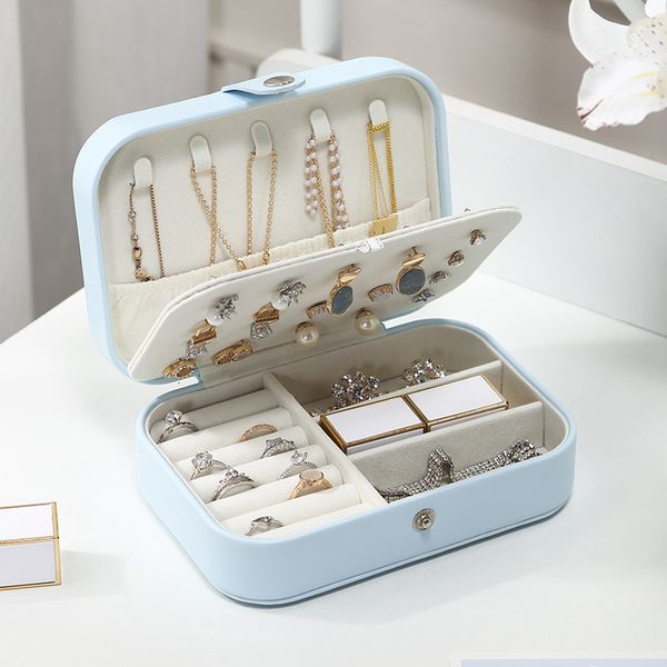jewelry boxes casegrace mini travel jewelry box for women portable storage organizer case pu leather earring ring necklace jewellery organiz, Black;white